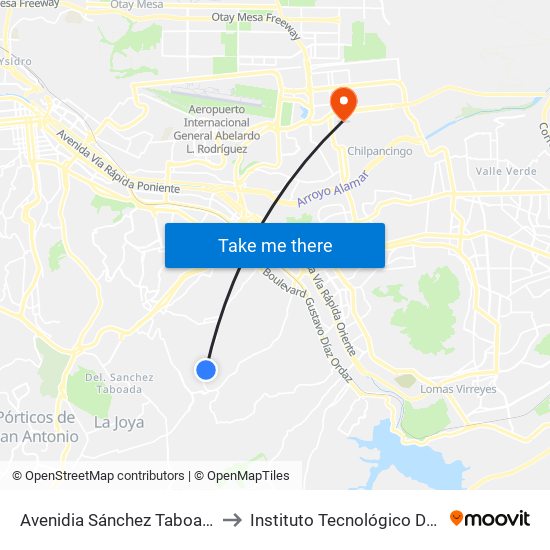Avenidia Sánchez Taboada, 9324 to Instituto Tecnológico De Tijuana map