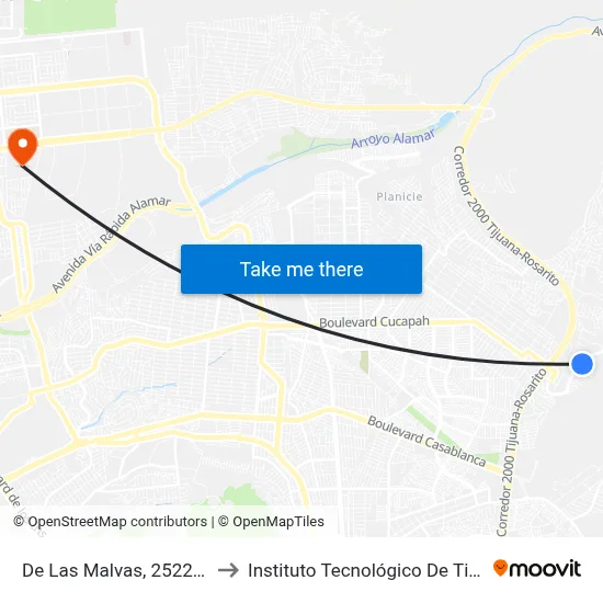 De Las Malvas, 25226_44 to Instituto Tecnológico De Tijuana map