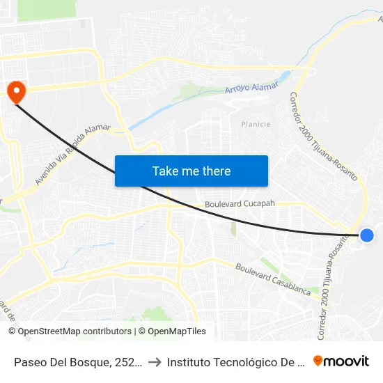 Paseo Del Bosque, 25205_H4 to Instituto Tecnológico De Tijuana map