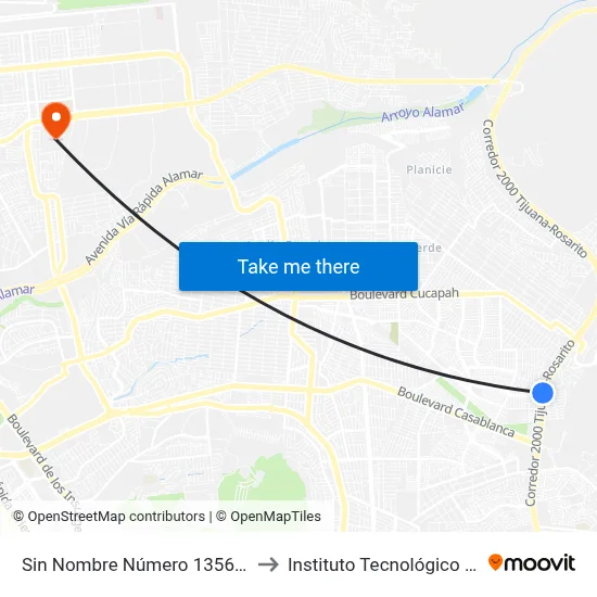 Sin Nombre Número 1356, 24366_E47 to Instituto Tecnológico De Tijuana map