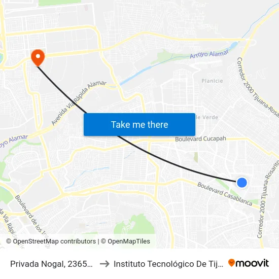 Privada Nogal, 23656_E1 to Instituto Tecnológico De Tijuana map