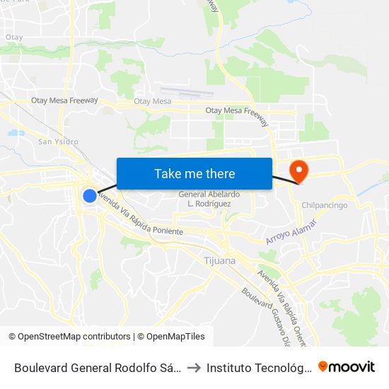 Boulevard General Rodolfo Sánchez Taboada, 9170 to Instituto Tecnológico De Tijuana map