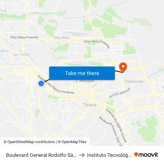 Boulevard General Rodolfo Sánchez Taboada, 9611 to Instituto Tecnológico De Tijuana map