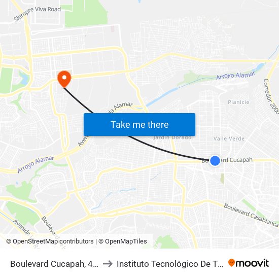 Boulevard Cucapah, 470_8 to Instituto Tecnológico De Tijuana map