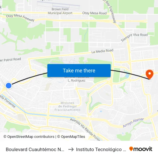 Boulevard Cuauhtémoc Norte, 1607_A to Instituto Tecnológico De Tijuana map