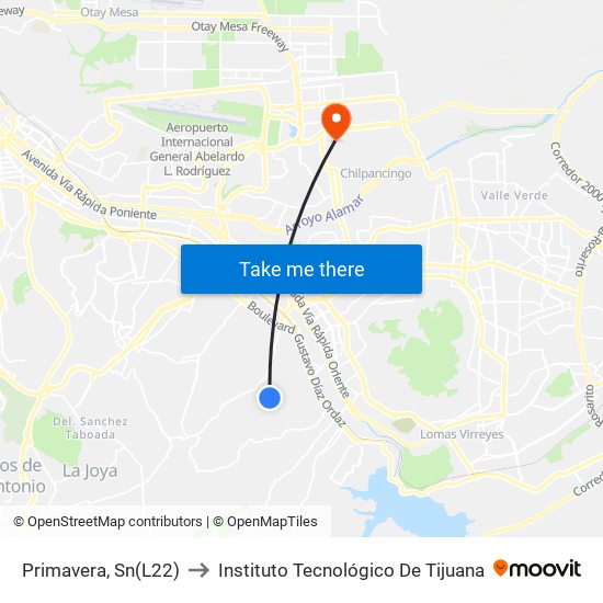 Primavera, Sn(L22) to Instituto Tecnológico De Tijuana map