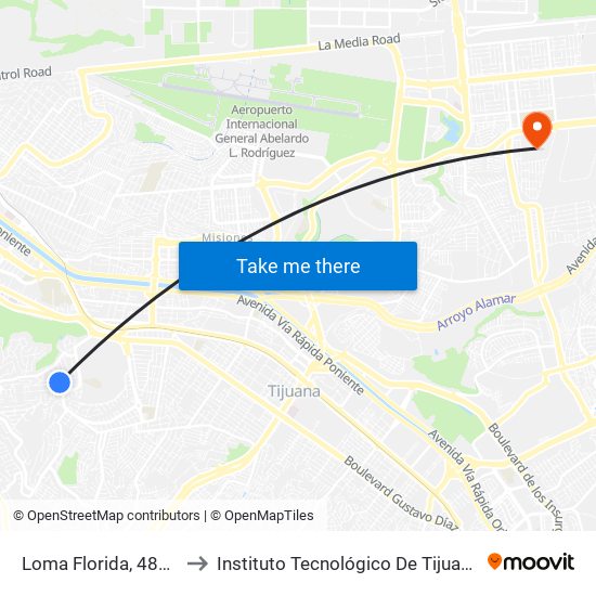 Loma Florida, 4861 to Instituto Tecnológico De Tijuana map