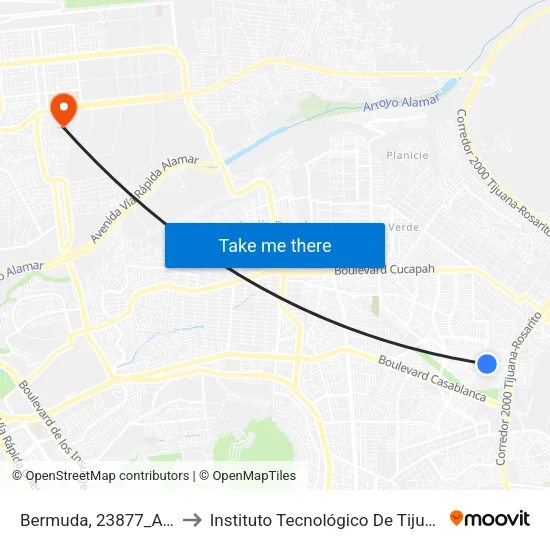 Bermuda, 23877_A98 to Instituto Tecnológico De Tijuana map