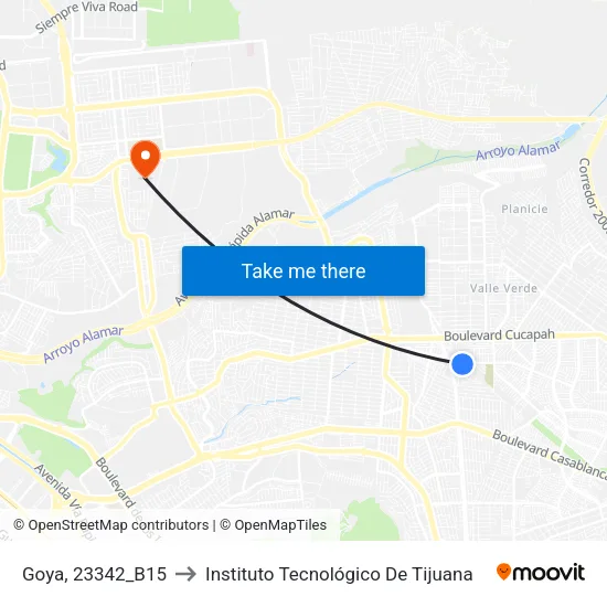Goya, 23342_B15 to Instituto Tecnológico De Tijuana map