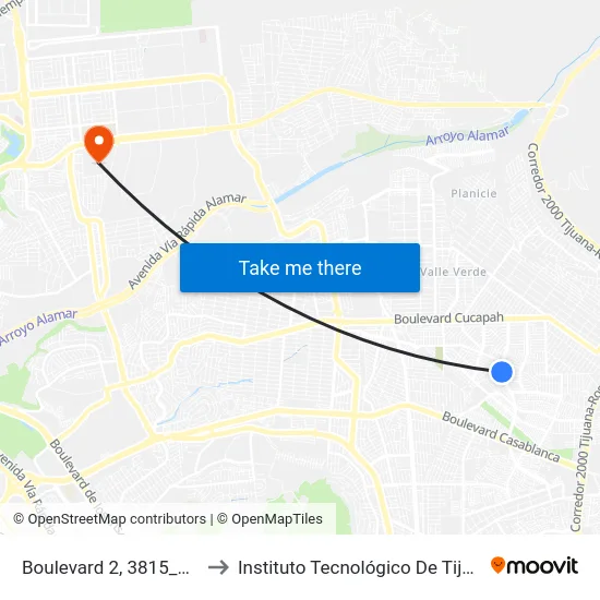 Boulevard 2, 3815_M54 to Instituto Tecnológico De Tijuana map