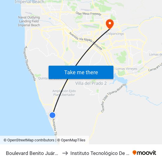 Boulevard Benito Juárez, 363 to Instituto Tecnológico De Tijuana map
