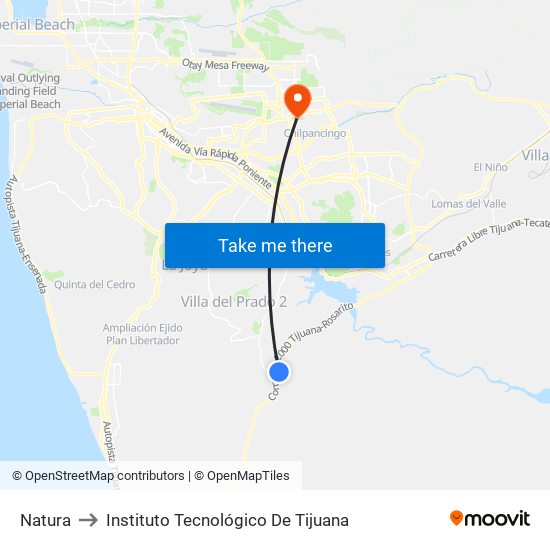 Natura to Instituto Tecnológico De Tijuana map