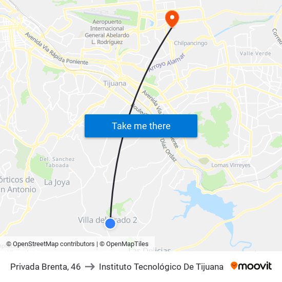 Privada Brenta, 46 to Instituto Tecnológico De Tijuana map