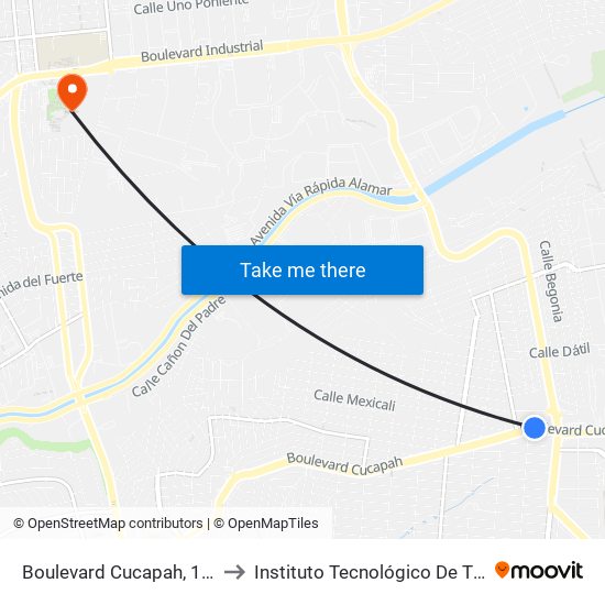 Boulevard Cucapah, 19904 to Instituto Tecnológico De Tijuana map