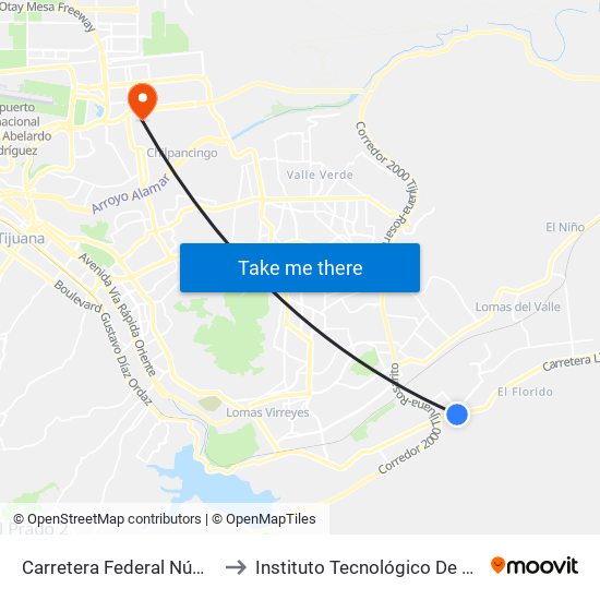 Carretera Federal Número 2 to Instituto Tecnológico De Tijuana map