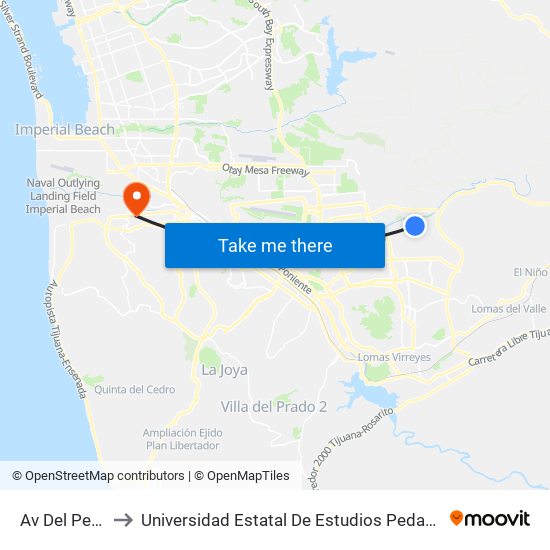 Av Del Peñón to Universidad Estatal De Estudios Pedagogicos map