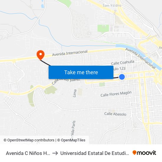 Avenida C Niños Héroes, 851 to Universidad Estatal De Estudios Pedagogicos map