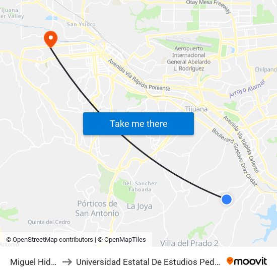 Miguel Hidalgo to Universidad Estatal De Estudios Pedagogicos map