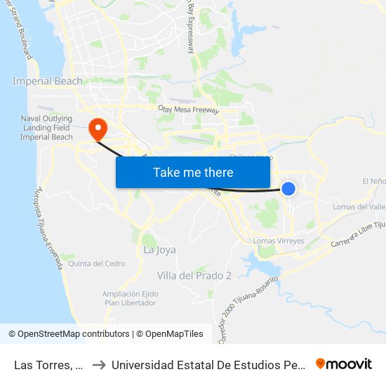 Las Torres, 7624 to Universidad Estatal De Estudios Pedagogicos map