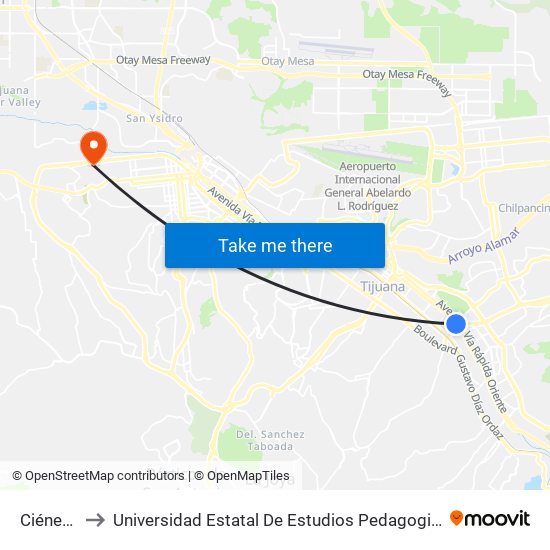 Ciénega to Universidad Estatal De Estudios Pedagogicos map