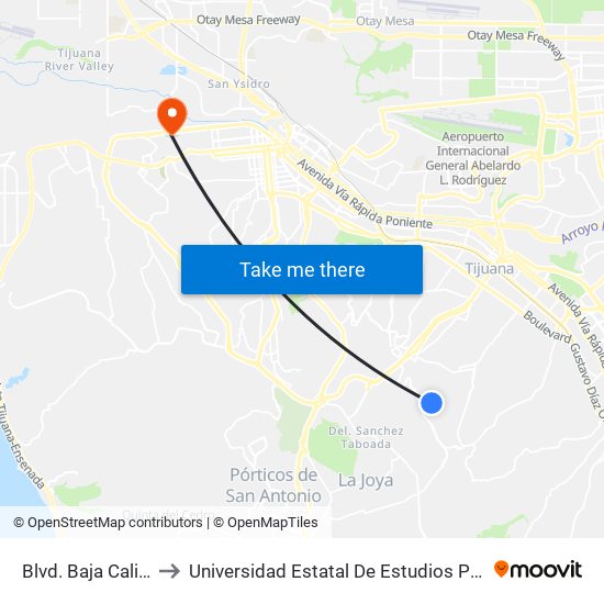 Blvd. Baja California to Universidad Estatal De Estudios Pedagogicos map