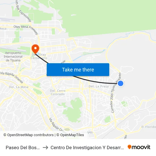 Paseo Del Bosque, 25202_N10 to Centro De Investigacion Y Desarrollo De Tecnologia Digital Del Ipn map