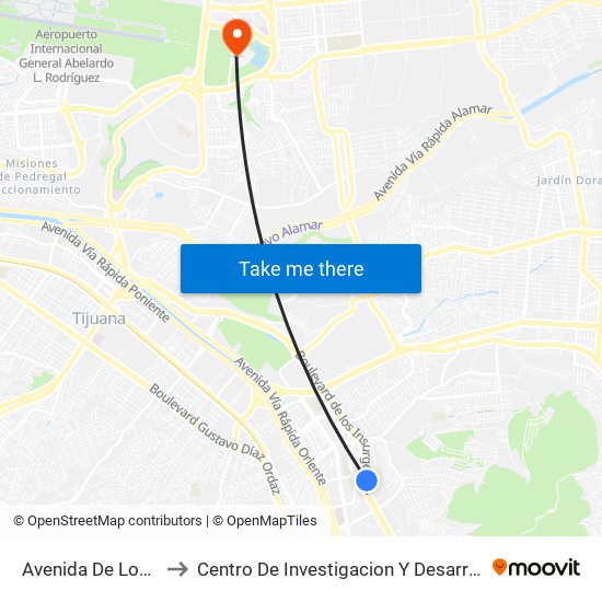 Avenida De Los Insurgentes, 24 to Centro De Investigacion Y Desarrollo De Tecnologia Digital Del Ipn map