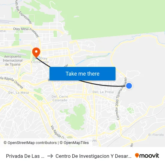 Privada De Las Violetas, 28286_7 to Centro De Investigacion Y Desarrollo De Tecnologia Digital Del Ipn map