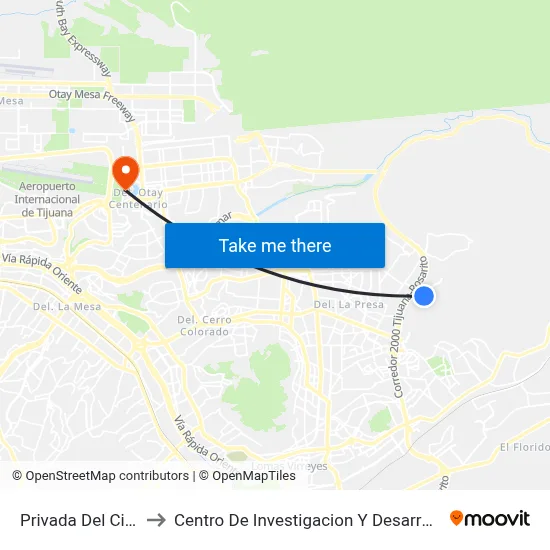 Privada Del Ciprés, 25176_31 to Centro De Investigacion Y Desarrollo De Tecnologia Digital Del Ipn map