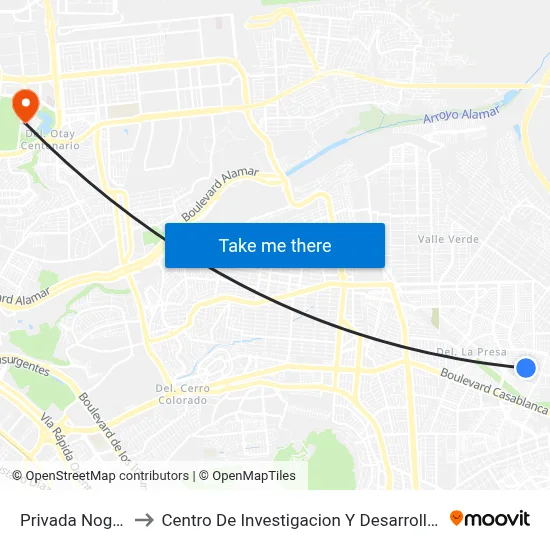 Privada Nogal, 23656_E1 to Centro De Investigacion Y Desarrollo De Tecnologia Digital Del Ipn map