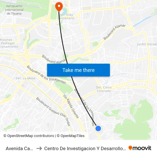 Avenida Campos, 34_B to Centro De Investigacion Y Desarrollo De Tecnologia Digital Del Ipn map