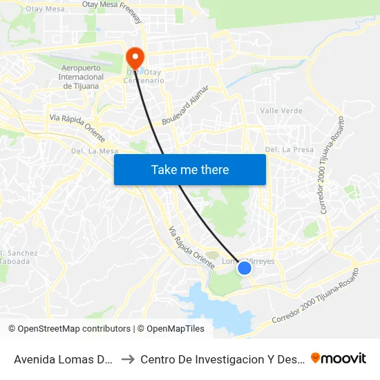 Avenida Lomas De Virreyes Sur, 11217_B to Centro De Investigacion Y Desarrollo De Tecnologia Digital Del Ipn map