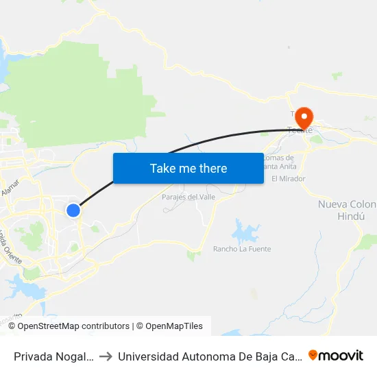 Privada Nogal, 23656_E1 to Universidad Autonoma De Baja California Campus Tecate map
