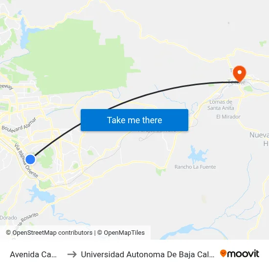 Avenida Campos, 34_B to Universidad Autonoma De Baja California Campus Tecate map