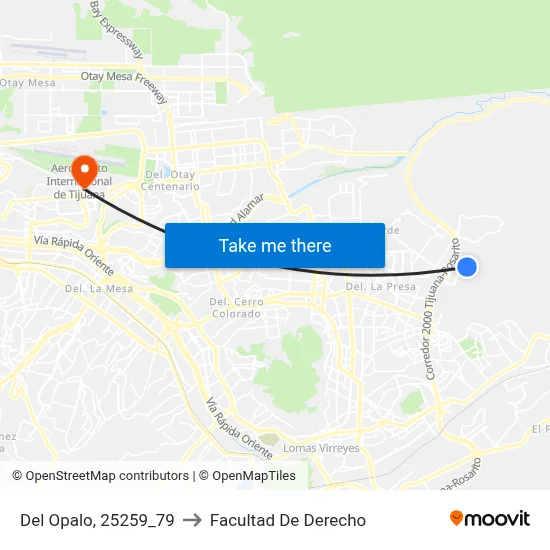 Del Opalo, 25259_79 to Facultad De Derecho map