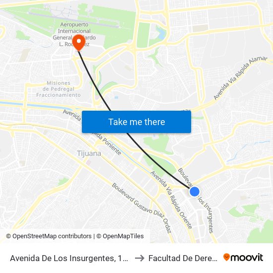 Avenida De Los Insurgentes, 18050 to Facultad De Derecho map