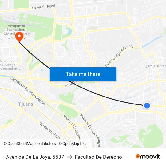 Avenida De La Joya, 5587 to Facultad De Derecho map