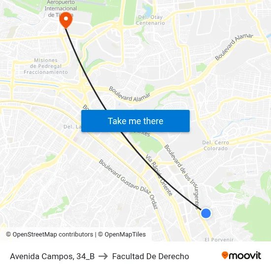 Avenida Campos, 34_B to Facultad De Derecho map