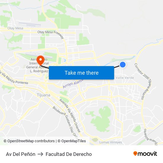 Av Del Peñón to Facultad De Derecho map