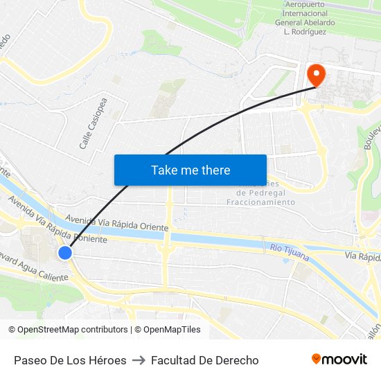 Paseo De Los Héroes to Facultad De Derecho map