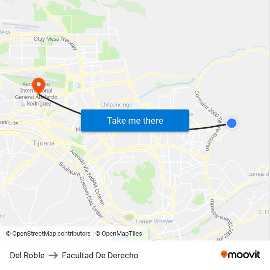 Del Roble to Facultad De Derecho map