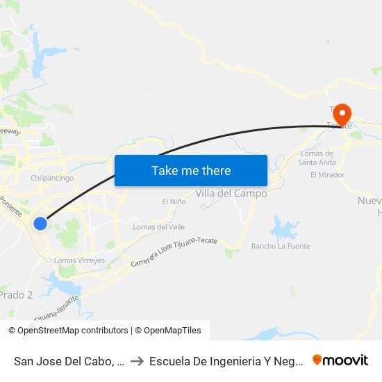 San Jose Del Cabo, 112 to Escuela De Ingenieria Y Negocios map