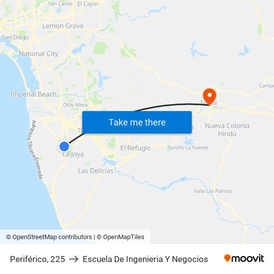 Periférico, 225 to Escuela De Ingenieria Y Negocios map