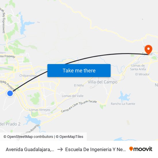 Avenida Guadalajara, 6908 to Escuela De Ingenieria Y Negocios map