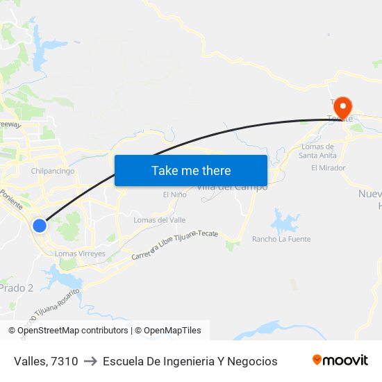 Valles, 7310 to Escuela De Ingenieria Y Negocios map