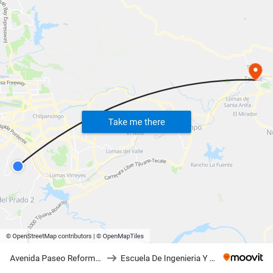 Avenida Paseo Reforma, 16006 to Escuela De Ingenieria Y Negocios map