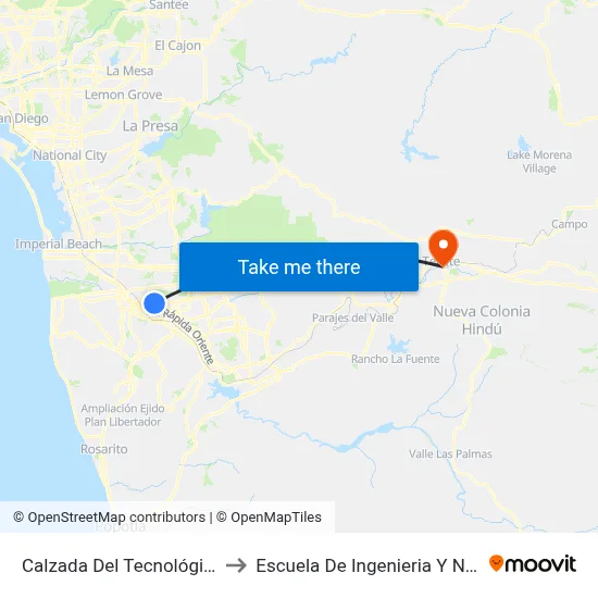 Calzada Del Tecnológico, 1_1 to Escuela De Ingenieria Y Negocios map