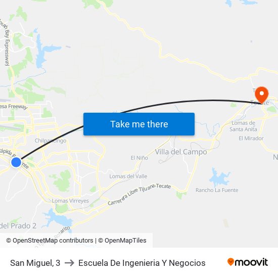 San Miguel, 3 to Escuela De Ingenieria Y Negocios map
