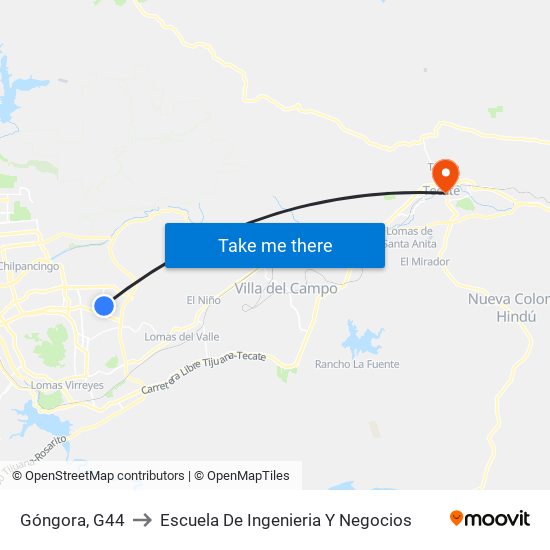 Góngora, G44 to Escuela De Ingenieria Y Negocios map