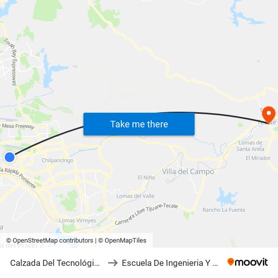 Calzada Del Tecnológico, 1105 to Escuela De Ingenieria Y Negocios map